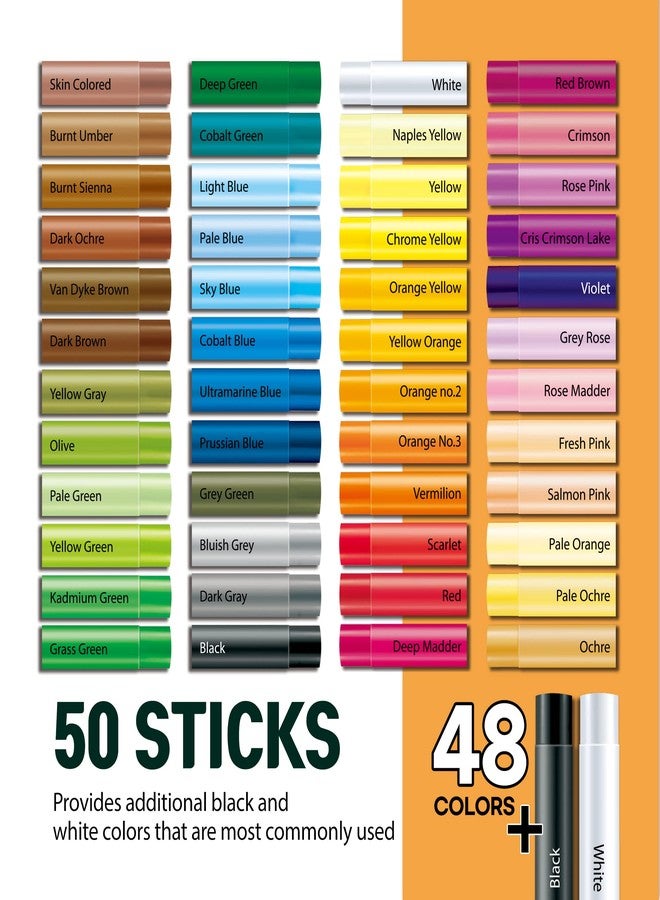 Hashi HA SHI Soft Oil Pastels Set (50 Sticks, 48 Colors) Art Supplies for Artist, Gallery Oil Painting Stick, Bulk Set for Studios, Professional Oil Crayons, Ideal for Professional Artists - Image 3
