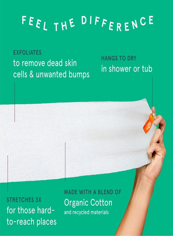 Cleanlogic Body Exfoliating Cloth, Stretchy Organic Sustainable Cotton Exfoliator Bath and Shower Washcloths, Reusable Daily Skincare Tool, 3 Count - Image 2