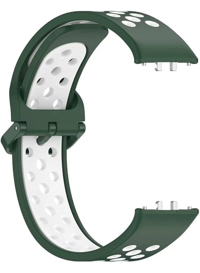 Silicone Strap For Samsung Galaxy Fit 3 (SM-R390) Watch Bracelet Replacement Sport Watchband For Samsung Galaxy Fit3Band For Women/Men, Adjustable Waterproof Strap (Green White) - Image 2