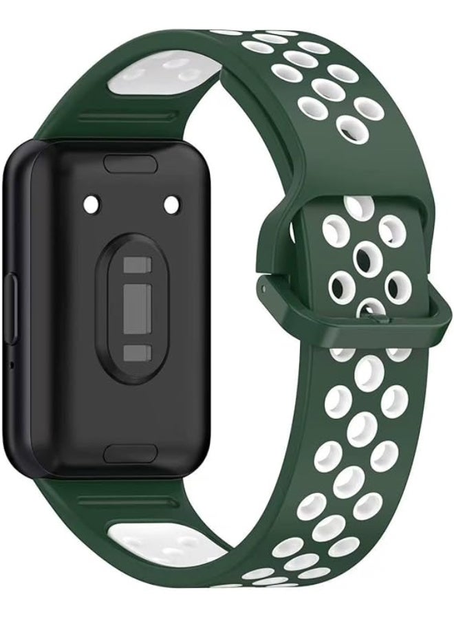 Silicone Strap For Samsung Galaxy Fit 3 (SM-R390) Watch Bracelet Replacement Sport Watchband For Samsung Galaxy Fit3Band For Women/Men, Adjustable Waterproof Strap (Green White) - Image 3