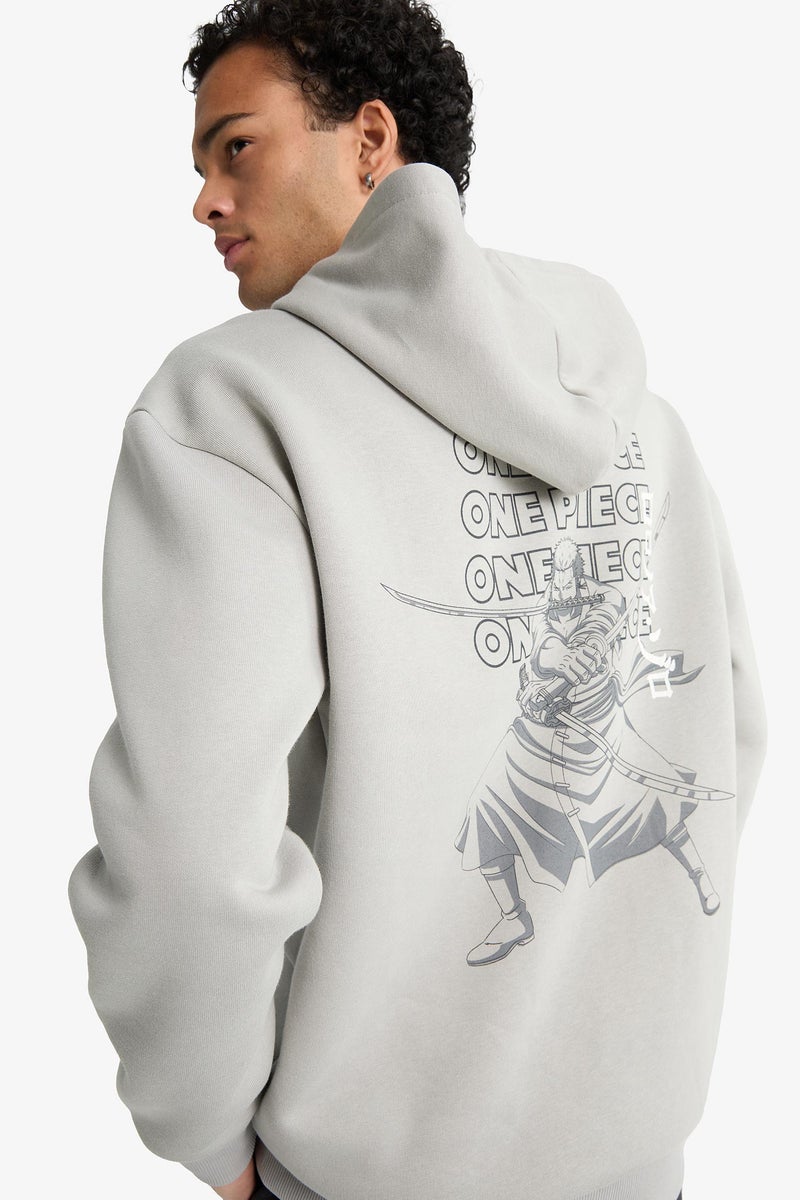 DeFacto Grey Man Boxy Fit One Piece Printed Long Sleeve Sweatshirt Casual - Image 1