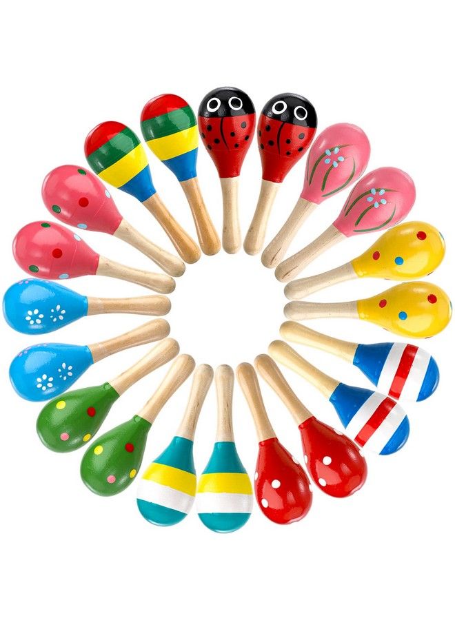 Hedume 20 Pack Mini Wooden Festival Maracas Kids Baby Rattles Egg Shaker Shaker Sand Hammer Toy Noisemaker For Party Favors Musical Fun Birthday Parties Carnivals - Image 2