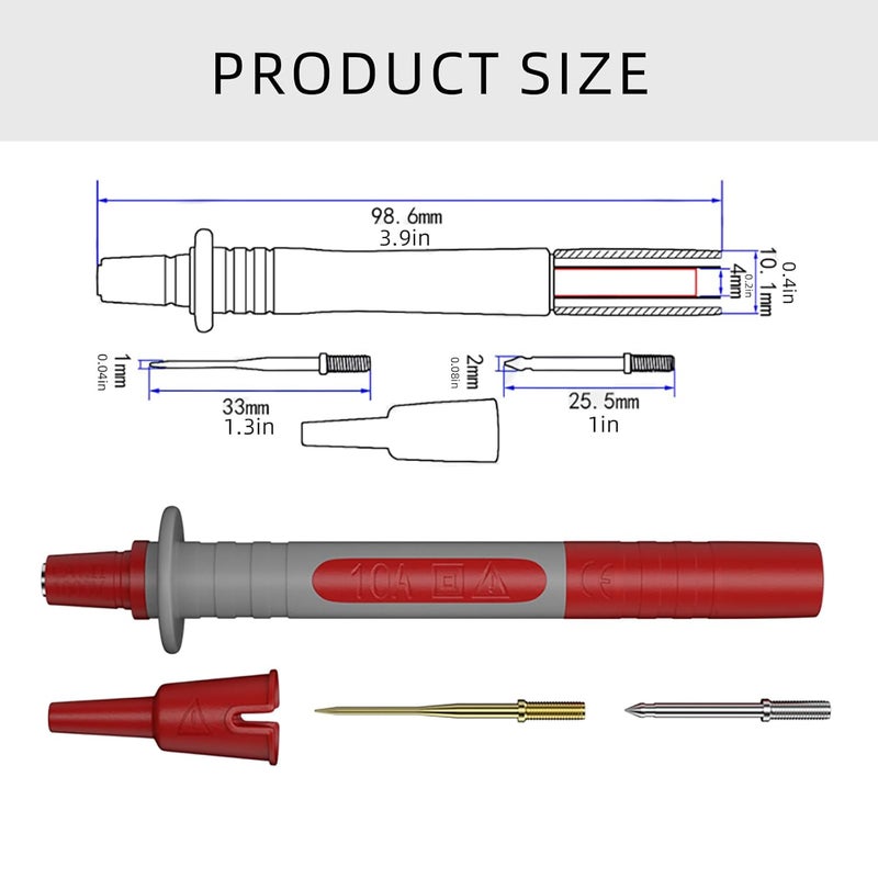 مسبار اختبار مقبس الموز 4 مم مع إبرة لأجهزة القياس المتعددة، للمهندسين الكهربائيين والفنيين وهواة الإلكترونيات - Image 4