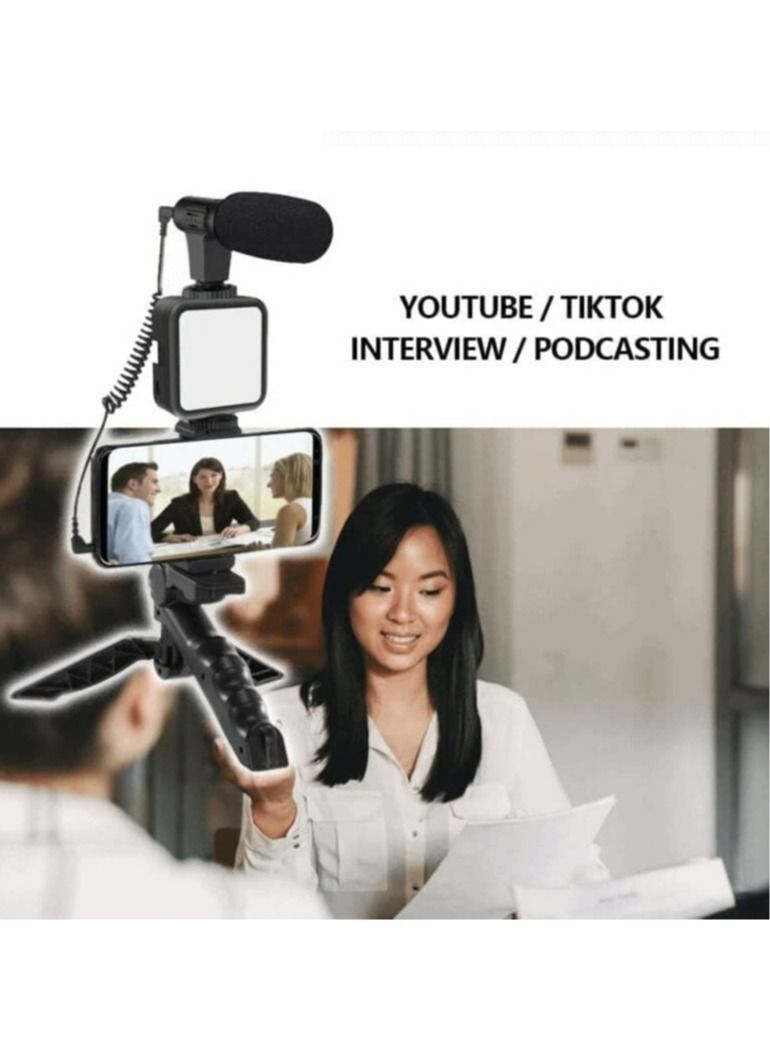 ELTRAZONE Smartphone & Camera Vlogging Studio Kits Video Shooting Photography Suit with Microphone LED Fill Light Mini Tripod  - Image 2