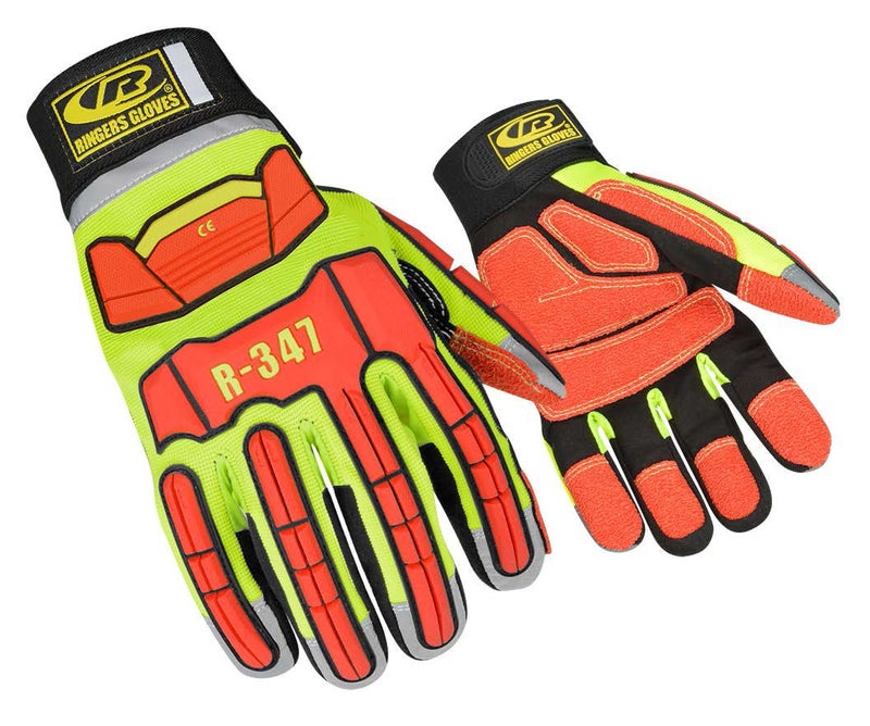 Ansell Ringers Gloves Rescue, Cut Resistant, M, Hi-Vis, Pr, Green-Yellow (R-347) - Image 1