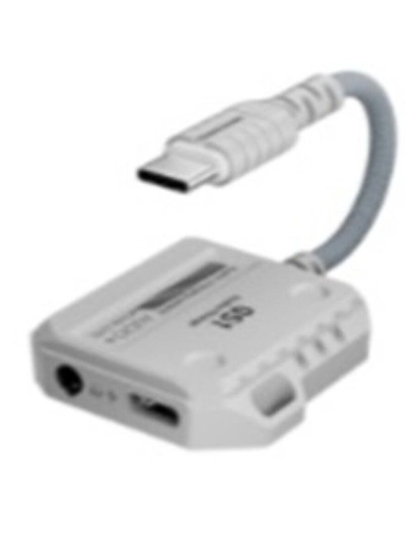 بليكستون محول بليكستون GS1 2 في 1 من USB-C إلى مقبس سماعة رأس 3.5 مم، أبيض - Image 1