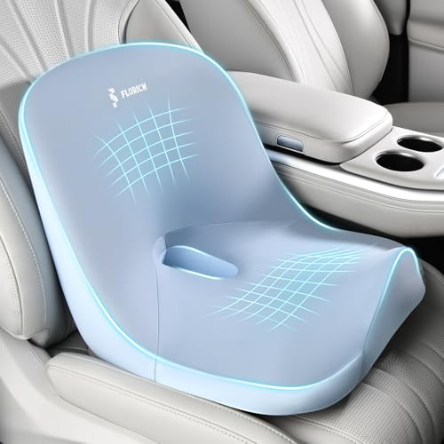 FLORICH Car Seat Cushion and Lumbar Support Pillow Larger Memory Foam Seat Cushion Ergonomic LShaped Design Cushion for Back Pain Relief NonSlip Driving Cushion for Car Office Truck Gifts for MomBlue - Image 1