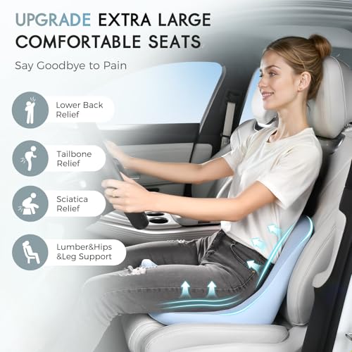 FLORICH Car Seat Cushion and Lumbar Support Pillow Larger Memory Foam Seat Cushion Ergonomic LShaped Design Cushion for Back Pain Relief NonSlip Driving Cushion for Car Office Truck Gifts for MomBlue - Image 3