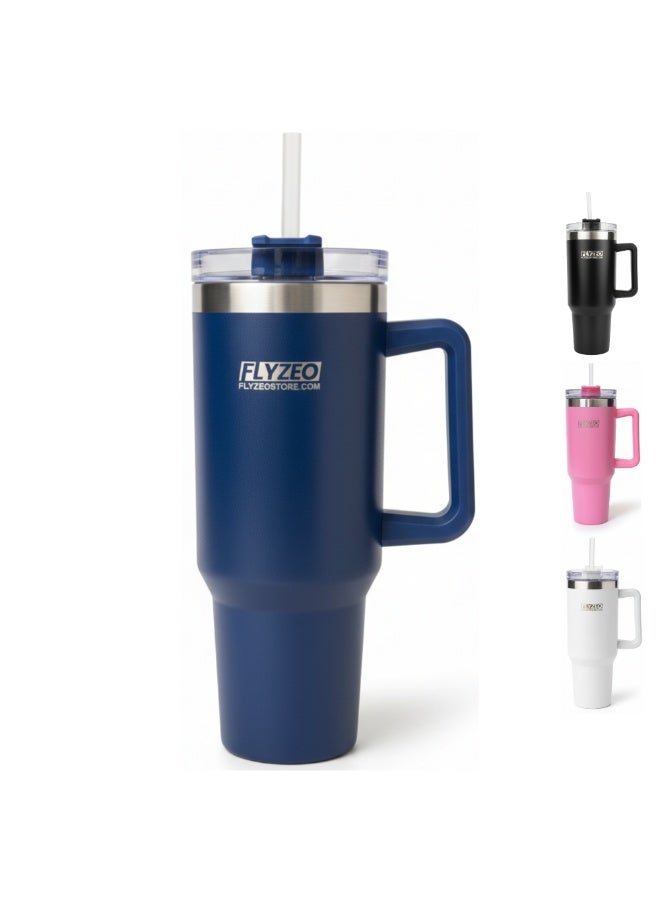 FLYZEO 40oz Stainless Steel Insulated Tumbler – Double Wall Vacuum Flask with Handle & Straw Lid | Hot & Cold for 18 Hours | Leakproof, BPA-Free & Eco-Friendly Travel Mug - Image 4