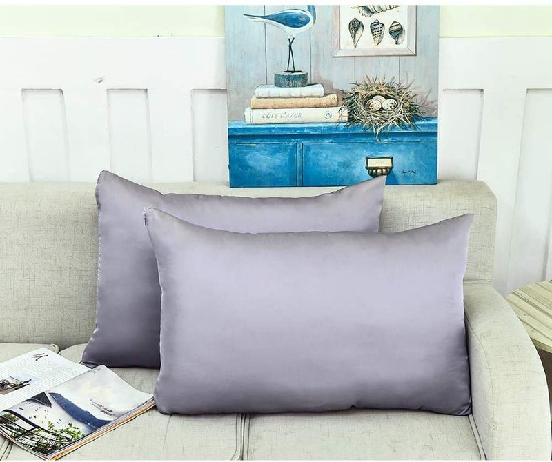 Jocoku Jocoku 100% Mulberry Silk Pillowcases Set of 2 for Hair and Skin and Super Soft and Breathable Standard Size Nature Silk Pillowcases (Standard  Gray)  - Image 4