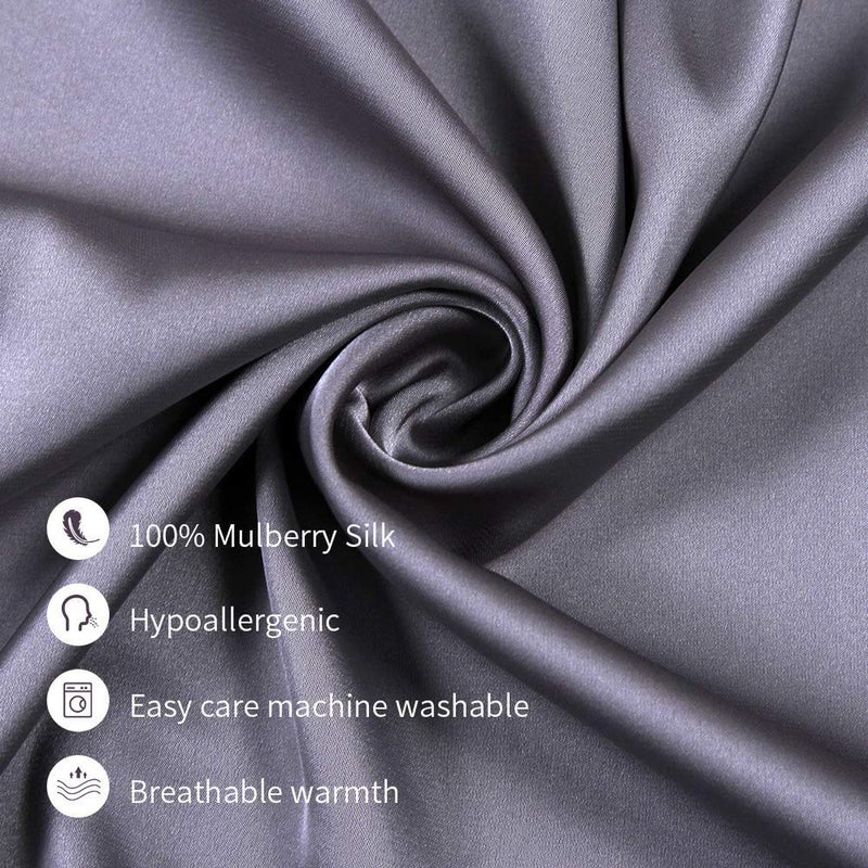 Jocoku Jocoku 100% Mulberry Silk Pillowcases Set of 2 for Hair and Skin and Super Soft and Breathable Standard Size Nature Silk Pillowcases (Standard  Gray)  - Image 2