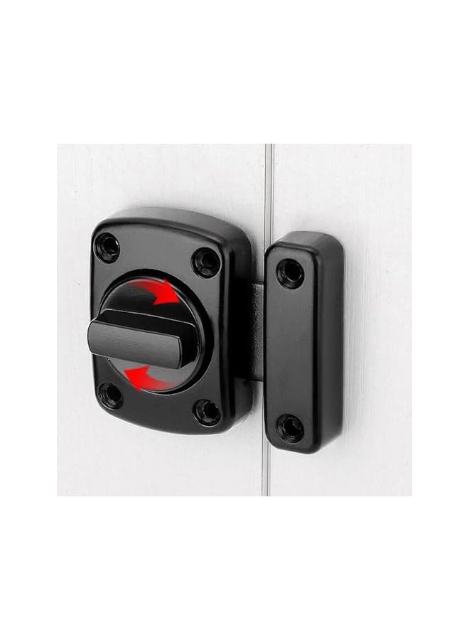 promass 2 Pcs Rotate Bolt Latch Gate Latches Safety Door Lock, Bathroom Door Lock Sliding Door Latch Window Cabinet Swivel Lock for Bedrooms Interior Door Privacy Flat Latch (Black) - Image 3
