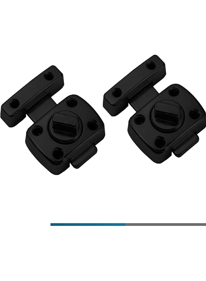 promass 2 Pcs Rotate Bolt Latch Gate Latches Safety Door Lock, Bathroom Door Lock Sliding Door Latch Window Cabinet Swivel Lock for Bedrooms Interior Door Privacy Flat Latch (Black) - Image 1