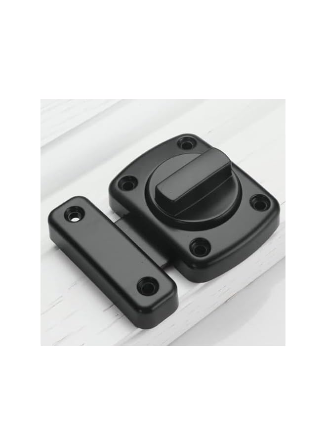 promass 2 Pcs Rotate Bolt Latch Gate Latches Safety Door Lock, Bathroom Door Lock Sliding Door Latch Window Cabinet Swivel Lock for Bedrooms Interior Door Privacy Flat Latch (Black) - Image 2