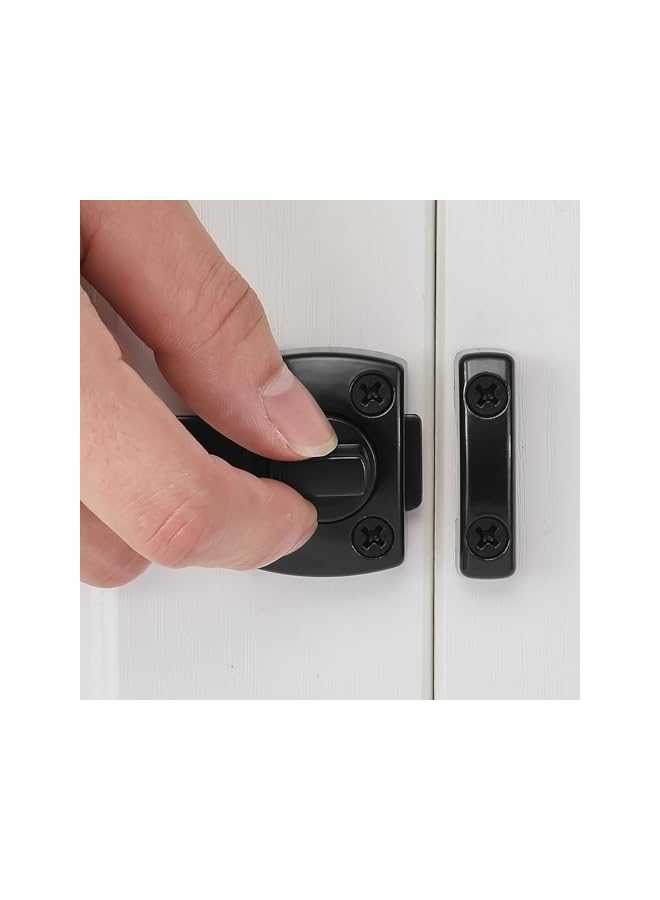 promass 2 Pcs Rotate Bolt Latch Gate Latches Safety Door Lock, Bathroom Door Lock Sliding Door Latch Window Cabinet Swivel Lock for Bedrooms Interior Door Privacy Flat Latch (Black) - Image 5