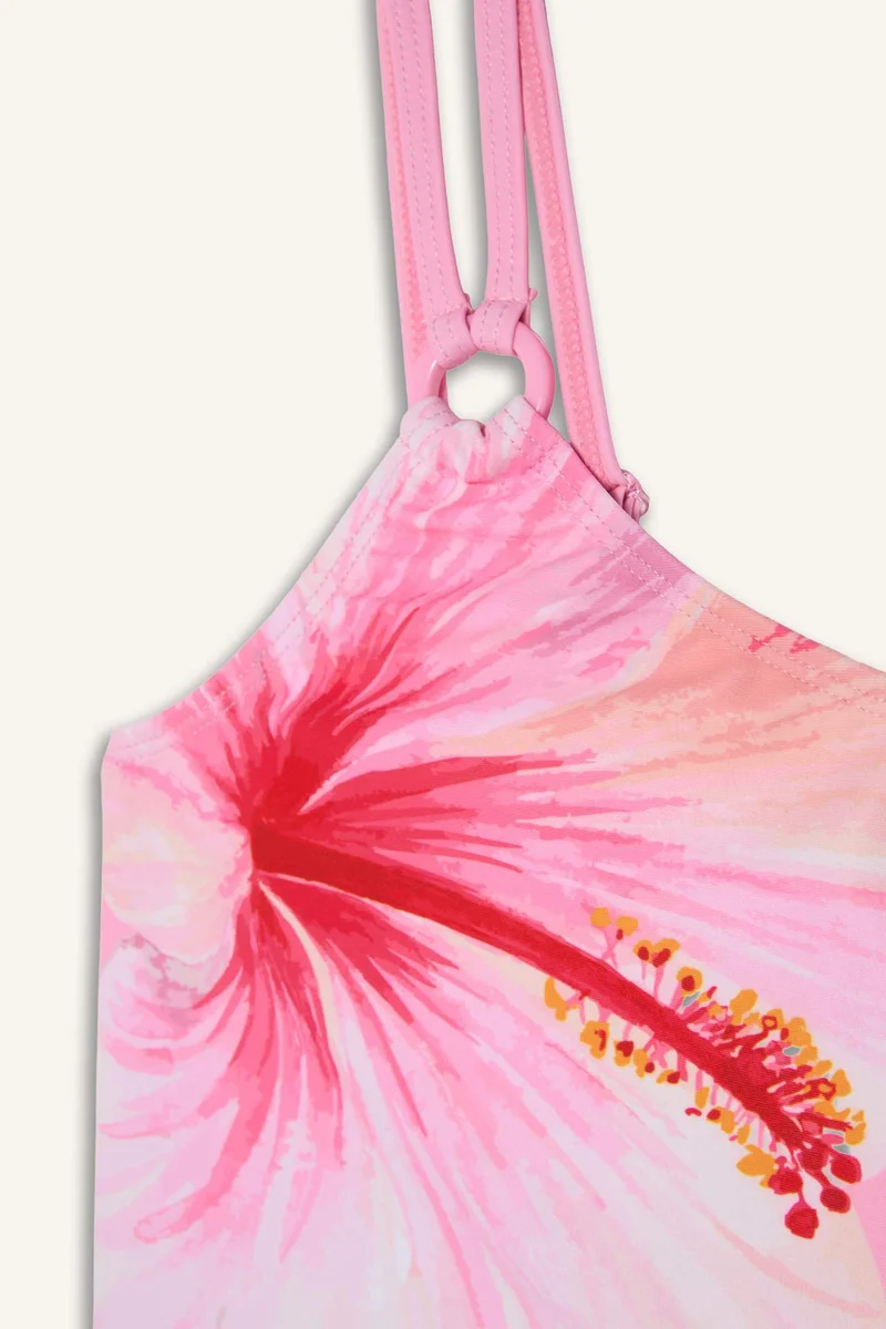 Defacto Girl One Shoulder Floral Lilac Swimsuit