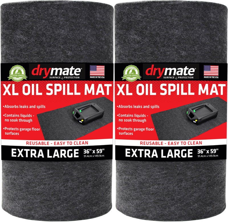 Drymate XL Oil Spill Mat (36" x 59") (2-Pack), Premium Absorbent Oil Pad, Reusable, Washable, Durable, Waterproof Backing Contains Liquids, Protects Garage Floor Surface (USA Made) - Image 1