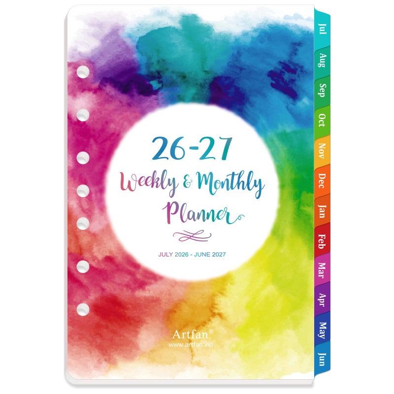 2026 2027 Planner Refills 7 Hole Punched Planner Refills 2026 2027 July 2026 June 2027 5 5 X 8 5 5 1 2 X 8 1 2 A5 Planner Inserts 26 27 Weekly And Monthly Planner Refill With Colorful Tabs