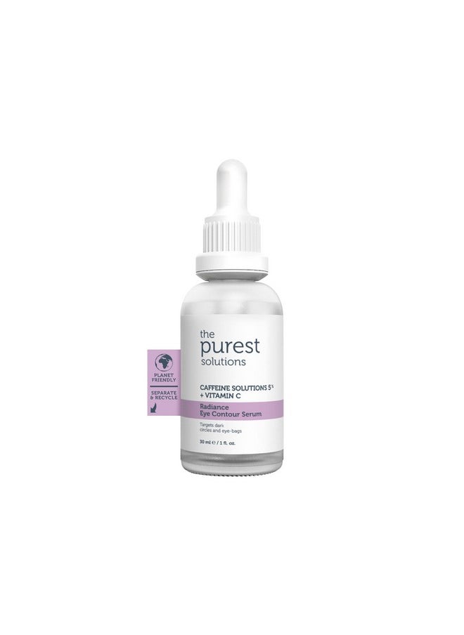 the purest solutions - Radiance Eye Contour Serum (Caffeine Solutions 5% + Vitamin C) - Bright & Rested Appearance - Skin Tone Difference Reduction - Under-Eye Bag Care - Vegan | Cruelty Free (1 Fl. Oz) - Image 1