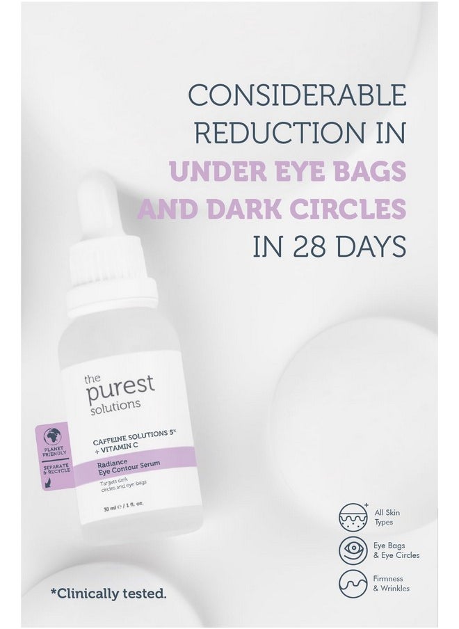 the purest solutions - Radiance Eye Contour Serum (Caffeine Solutions 5% + Vitamin C) - Bright & Rested Appearance - Skin Tone Difference Reduction - Under-Eye Bag Care - Vegan | Cruelty Free (1 Fl. Oz) - Image 1