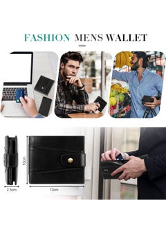 KASTWAVE Genuine Leather Wallets for Men, Leather Multi-Functional RFID Blocking Wallet with 17 Credit Card Slots, Multi Card Holder Slim Mens Wallet with Zipper Coin Purse, Bifold Wallet (Black)  - Image 5