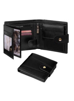 KASTWAVE Genuine Leather Wallets for Men, Leather Multi-Functional RFID Blocking Wallet with 17 Credit Card Slots, Multi Card Holder Slim Mens Wallet with Zipper Coin Purse, Bifold Wallet (Black)  - Image 1