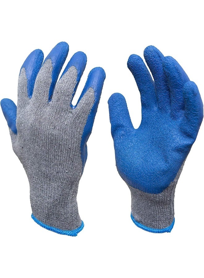 Royal Apex Rubber Latex Double Coated Work Gloves With Grip For Construction Gardening Gloves Heavy Duty Cotton Blend Blue Uni Size 5 Pair - Image 1