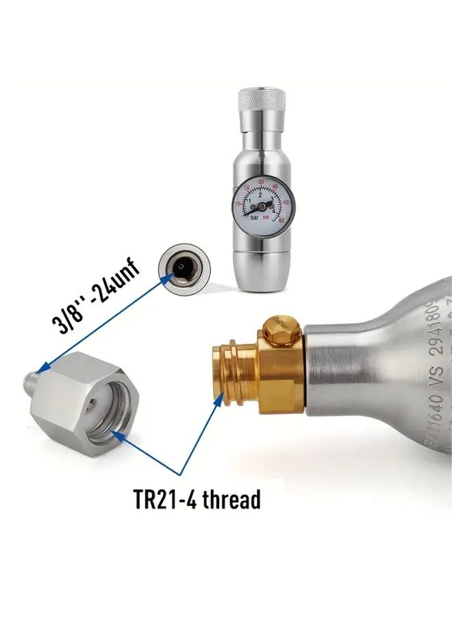 Aluminum Soda Bottle Adapter 3/8 24 Unf To Tr21 4 For Homebrew Keg CO2 Regulator - Image 2