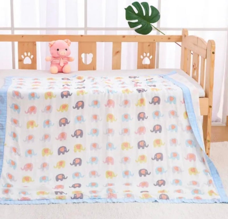 heartbury 100% Organic Cotton 6 Layer Ultra-Soft Muslin Blanket for Baby, Bath Towel for New Born Baby - 110X110 cm - (0-3 Years) (100 * 110 Elephant) - Image 2