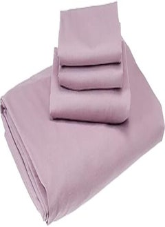 Al Maamoun A set of 100% cotton elastic sheet, plain, light mauve, 2 pillowcases and one pillow case from Al Mamoun,purple 