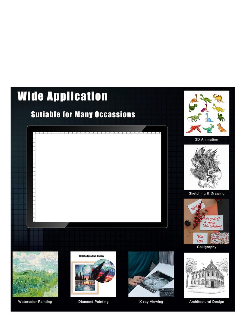 لوحة ضوء LED محمولة ببطارية تعمل بالواي فاي A4، لوح نسخ بدون أسلاك، صندوق ضوء لتتبع الرسومات مع سطوع قابل للتعديل، لوحة نسخ قابلة لإعادة الشحن لرسم الفنانين ورسم الرسوم البيانية ومشاهدة الأشعة السينية. - Image 5