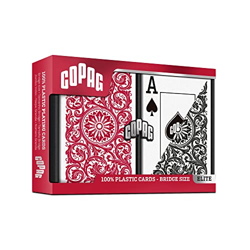 Copag 1546 Design 100% Plastic Playing Cards, Bridge Size (Narrow) Red/Black Double Deck Set (Jumbo Index) - Image 2