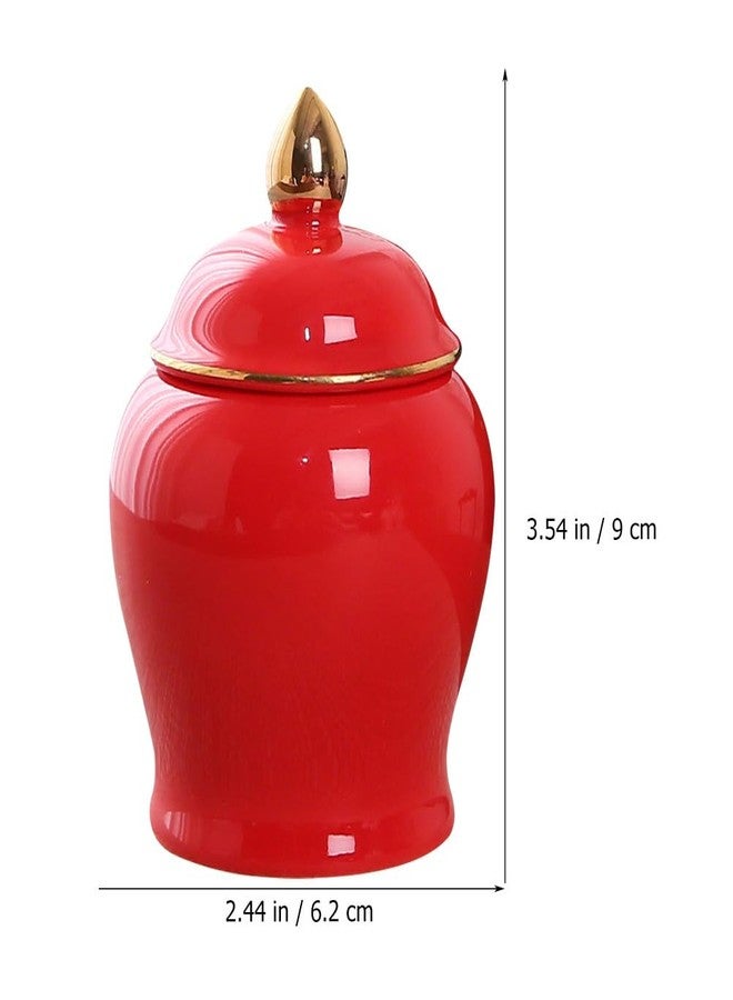 أموسفون علب شاي سيراميك من أموسفن مع غطاء - برطمان تخزين محكم الإغلاق من البورسلين للشاي السائب والتوابل والقهوة والزنجبيل - لون أحمر - Image 2