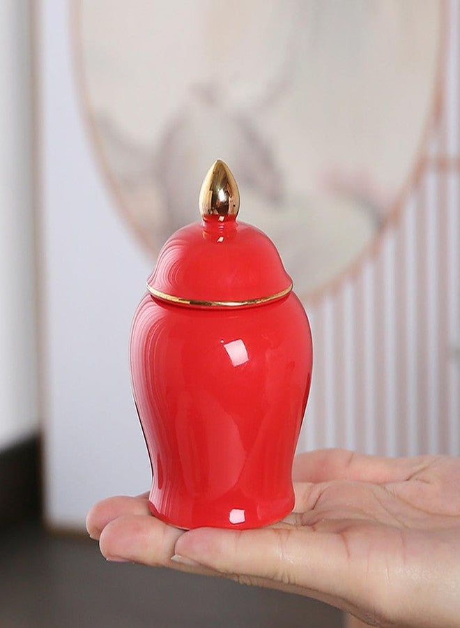 أموسفون علب شاي سيراميك من أموسفن مع غطاء - برطمان تخزين محكم الإغلاق من البورسلين للشاي السائب والتوابل والقهوة والزنجبيل - لون أحمر - Image 4