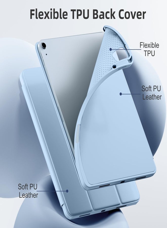 Akkerds جراب Akkerds الجديد لجهاز iPad Air مقاس 13 بوصة M2 2024 مع حامل قلم، وجراب لجهاز iPad Pro مقاس 12.9 بوصة من الجيل السادس/الخامس/الرابع 2022/2021/2020، غطاء حماية ثلاثي الطي رفيع مع مسند وظهر من مادة TPU ناعمة، لون أزرق سماوي - Image 5