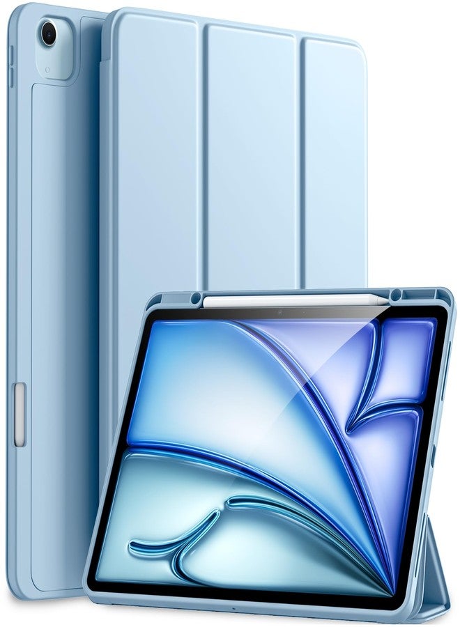 Akkerds جراب Akkerds الجديد لجهاز iPad Air مقاس 13 بوصة M2 2024 مع حامل قلم، وجراب لجهاز iPad Pro مقاس 12.9 بوصة من الجيل السادس/الخامس/الرابع 2022/2021/2020، غطاء حماية ثلاثي الطي رفيع مع مسند وظهر من مادة TPU ناعمة، لون أزرق سماوي - Image 1