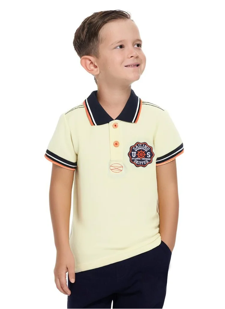 victor and jane Victor & Jane Junior Boys' Polo T-Shirt – Yellow colour with Embroidered label detail