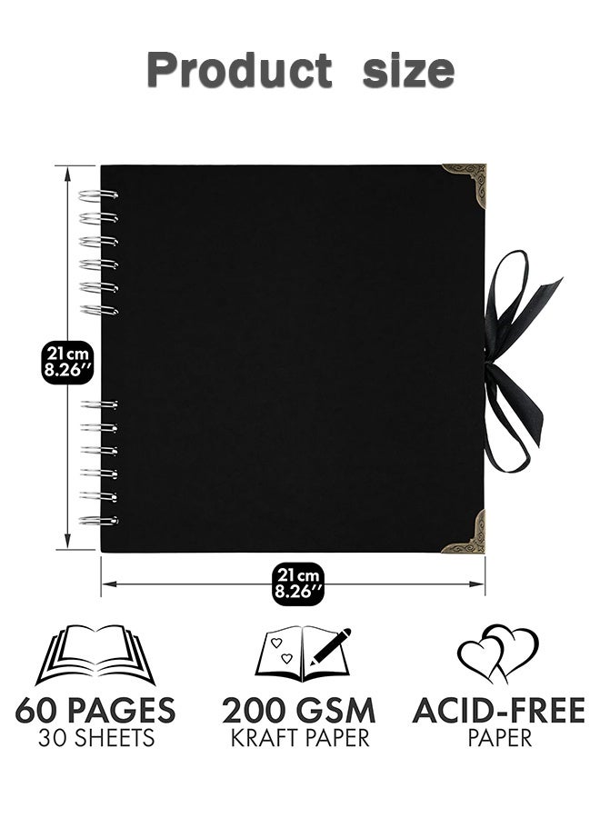 Sweet Life Scrapbook Black 60 Pages (8 x 8 Inch) Brown Thick 200gsm Kraft Paper, Photo Album Scrapbook, Memory Book - Ideal for Your Scrapbooking Albums Art & Craft Projects - Image 2