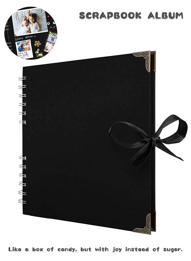 Sweet Life Scrapbook Black 60 Pages (8 x 8 Inch) Brown Thick 200gsm Kraft Paper, Photo Album Scrapbook, Memory Book - Ideal for Your Scrapbooking Albums Art & Craft Projects - Image 1