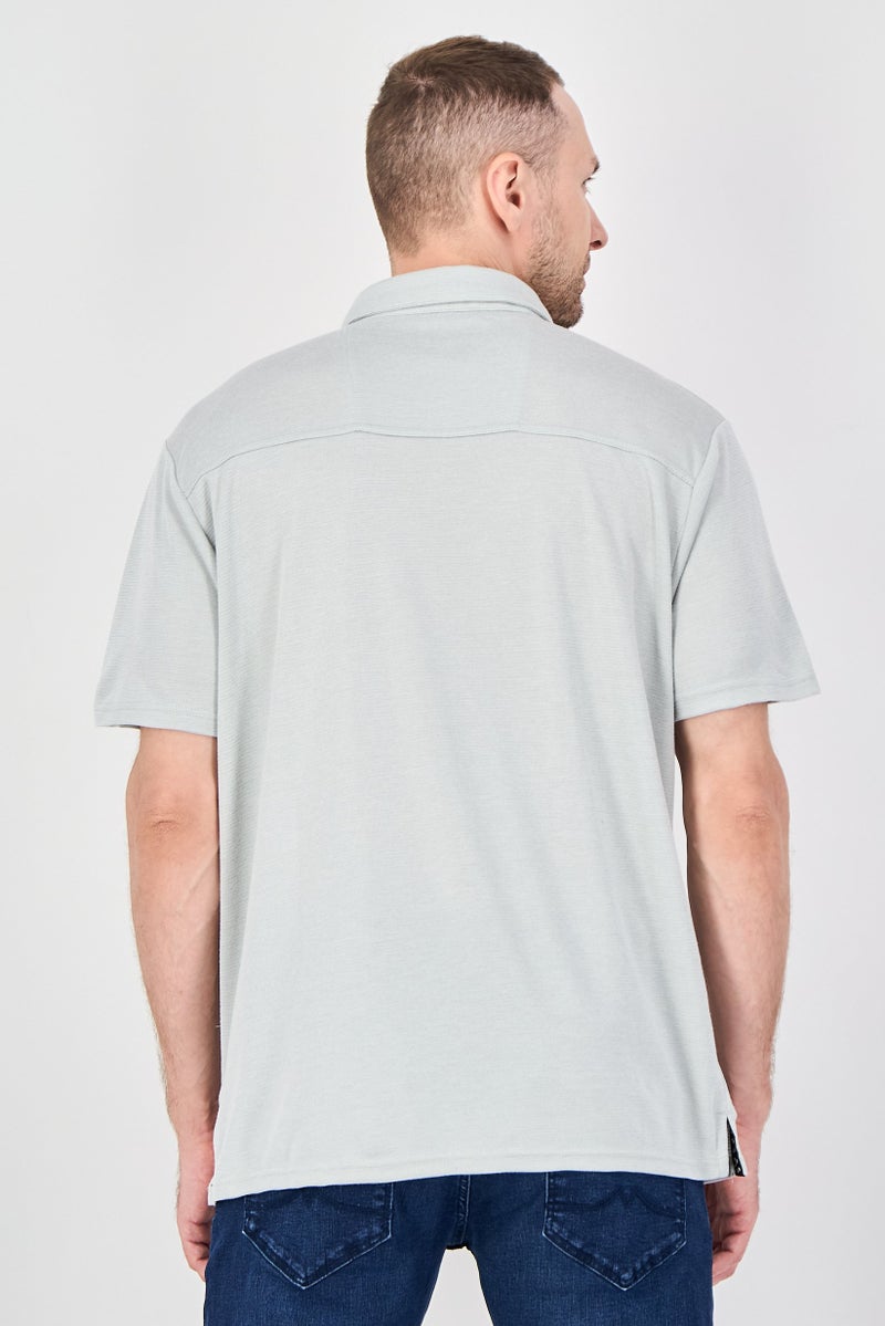 Palm Beach Men Regular Fit Heather Short Sleeve Polo Shirt, Light Grey - Image 3