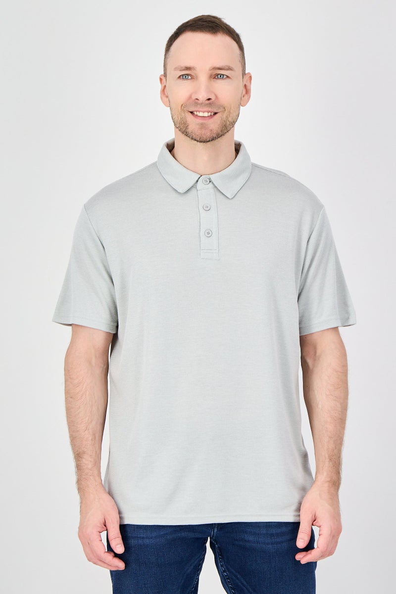 Palm Beach Men Regular Fit Heather Short Sleeve Polo Shirt, Light Grey - Image 1