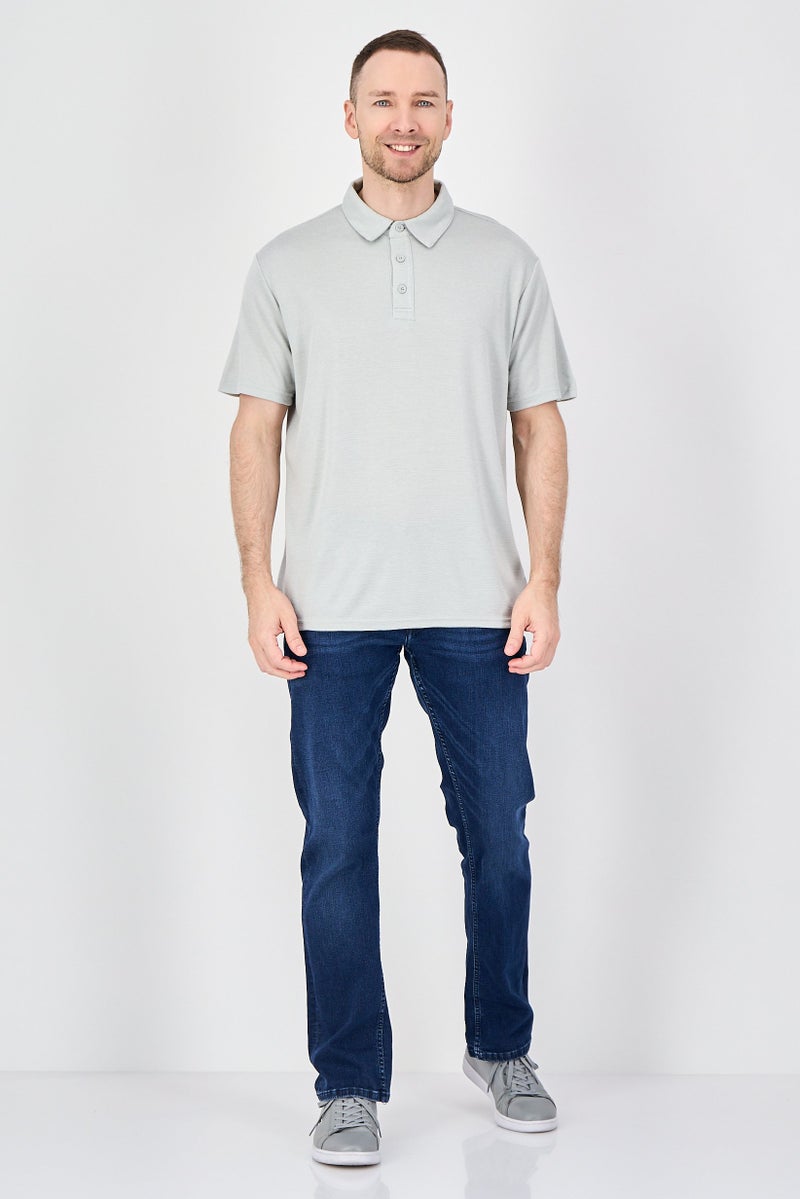 Palm Beach Men Regular Fit Heather Short Sleeve Polo Shirt, Light Grey - Image 4