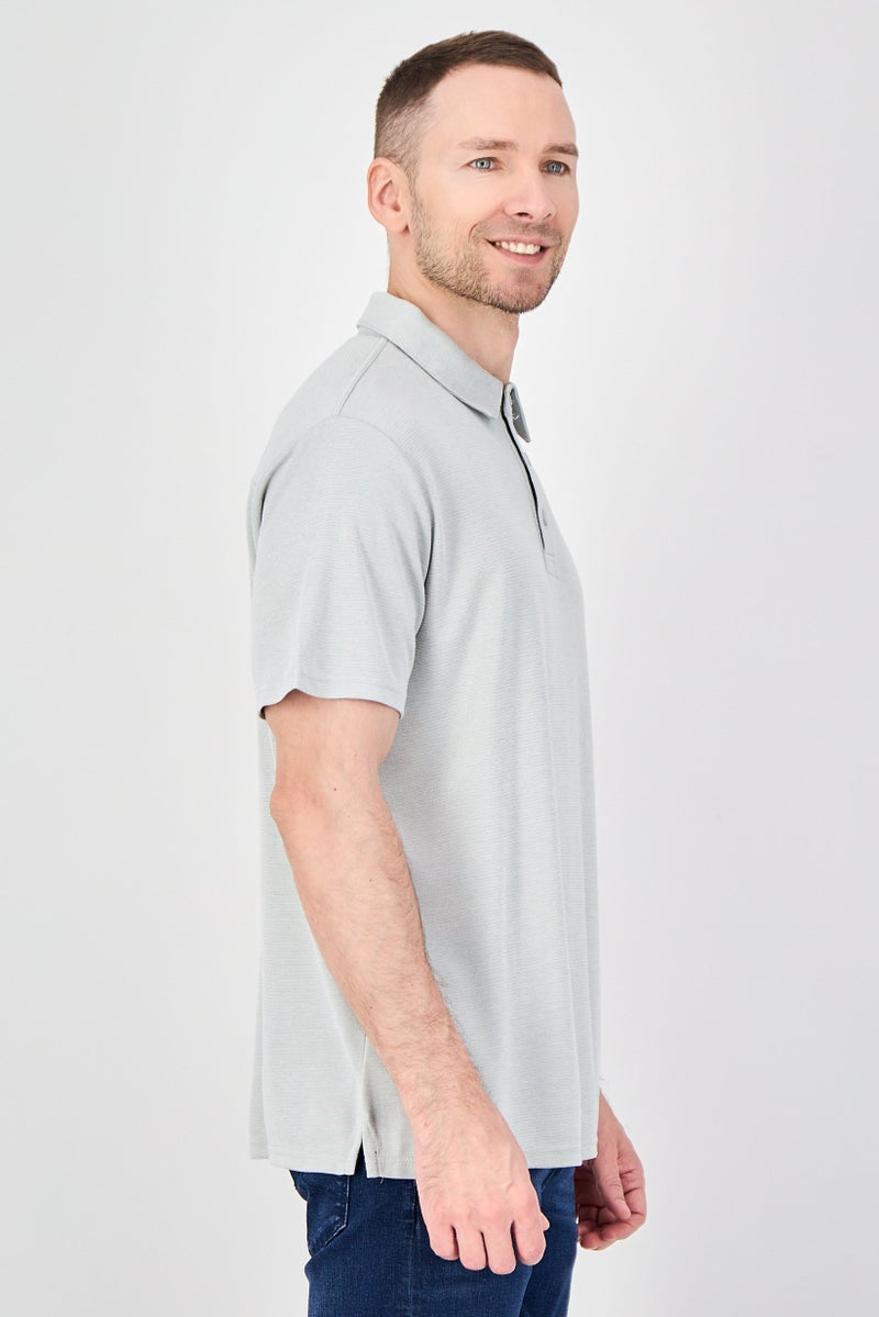 Palm Beach Men Regular Fit Heather Short Sleeve Polo Shirt, Light Grey - Image 2