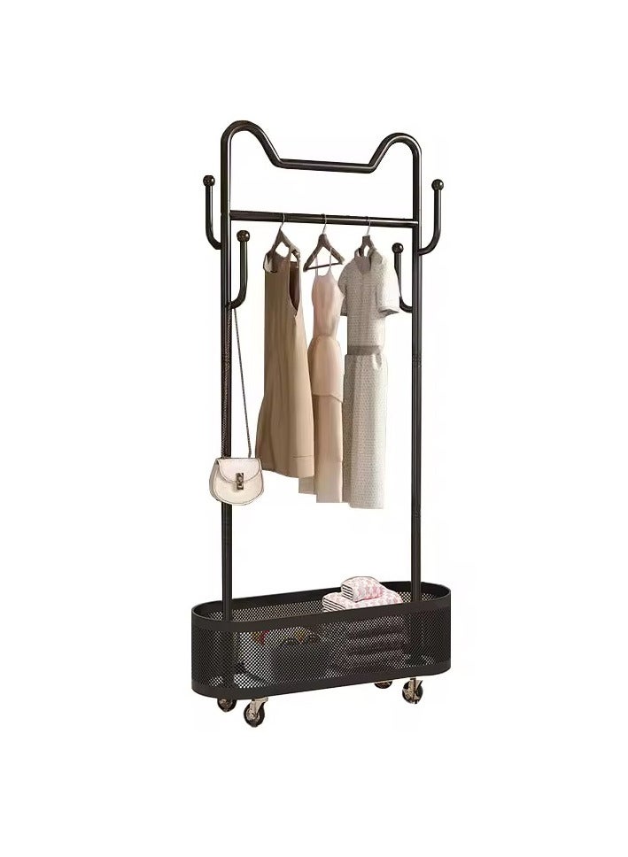 شي ون علاقة ملابس من SHEE ONE | ستاند ملابس بعجلات وخطافات جانبية | منظم ملابس أنيق بسلة تخزين سفلية شبكية | تصميم فاخر لغرف النوم والمداخل | الأبعاد: 179×100×32 سم | لون أسود - Image 5