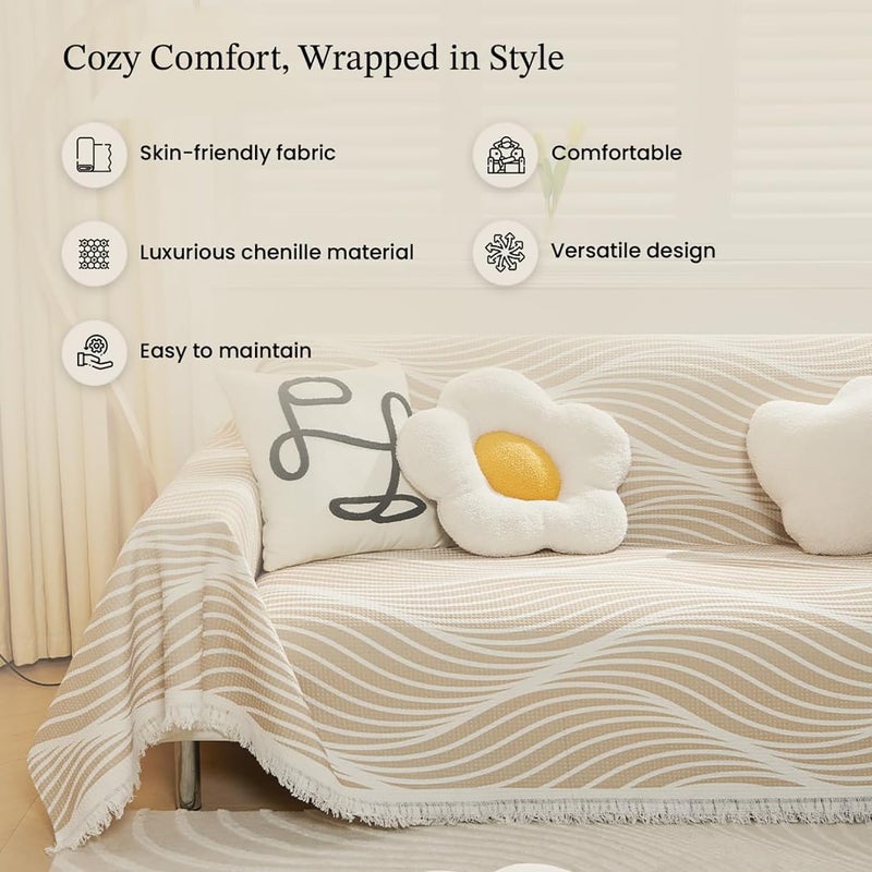 Kuber Industries Kuber Industries Decorative Chenille Sofa throw for Indoor & Outdoor 70x90 Inches (Coffee)  - Image 2