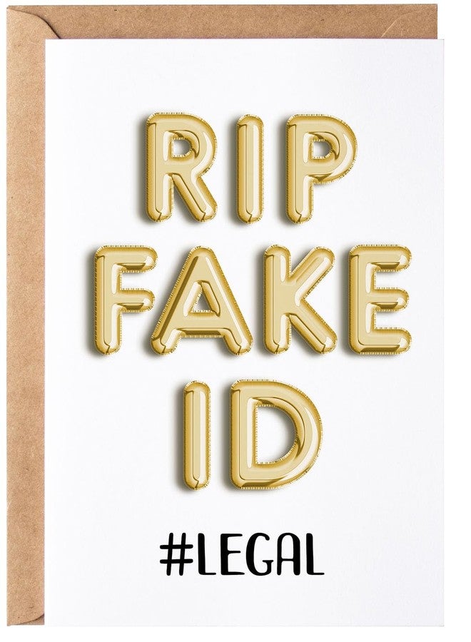 Gelid Funny 21st Birthday Card for Him or Her - Happy Birthday Card for 21 Year Old Daughter Son Niece Nephew Sister or Friend - Humorous Twenty One Gift Ideas - RIP Fake ID Card for Best Friend or Coworker - Image 1