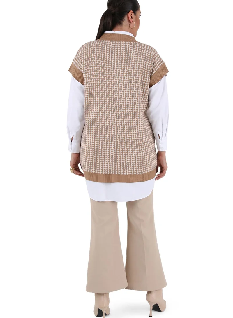 Alia by modanisa V-Neck Knitted Tunic