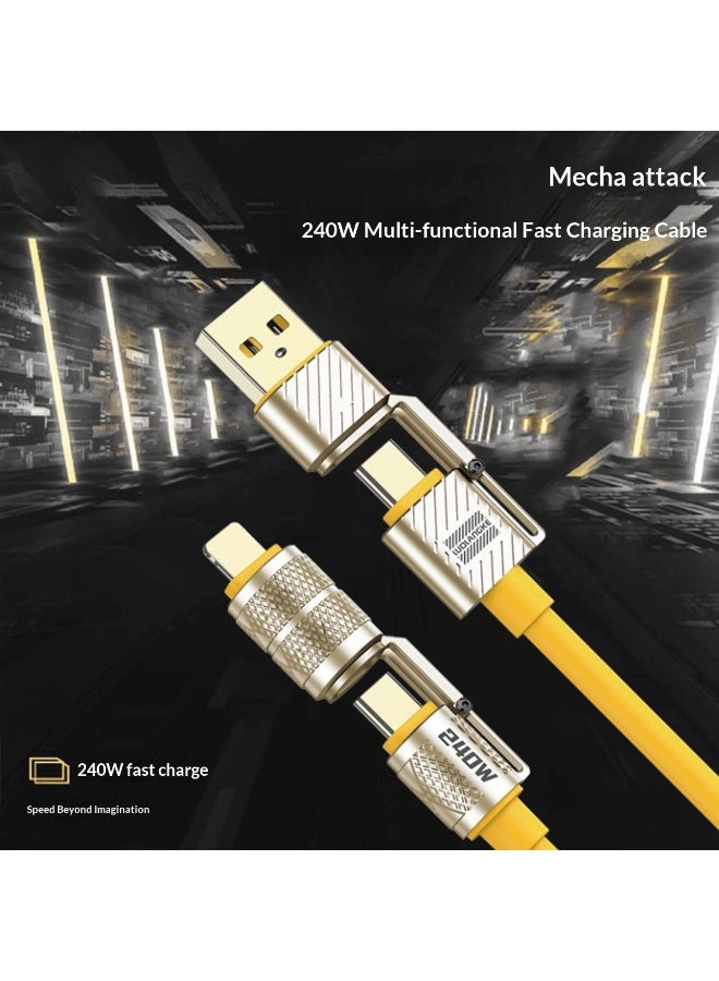 أضف هذا كابل شحن سريع بقدرة 240 واط من سبيكة الزنك | تصميم 4 في 1 | طول 1 متر | موصلات Lightning / Type-C / USB | متوافق مع الهواتف والأجهزة اللوحية واللابتوب - Image 2