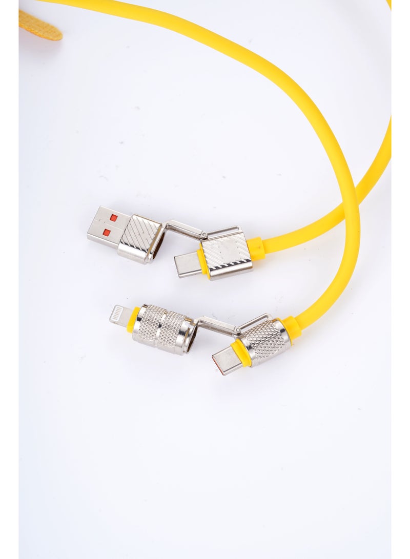 أضف هذا كابل شحن سريع بقدرة 240 واط من سبيكة الزنك | تصميم 4 في 1 | طول 1 متر | موصلات Lightning / Type-C / USB | متوافق مع الهواتف والأجهزة اللوحية واللابتوب - Image 5