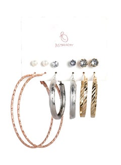 Just Peachy Set of 6 Elegant Earrings for Women,Versatile Collection Featuring Classic Studs, Hoop, Drop Designs, Perfect for Any Occasion, Ideal for Daily Wear or Special Events, Pack of 6